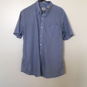 Dockers light blue, plaid, short sleeve. Size L.
